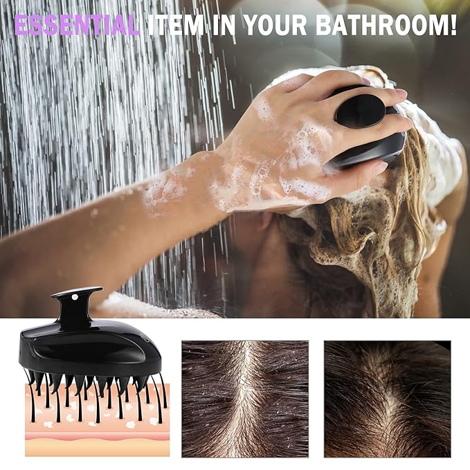 Sosoon Scalp Massager Shampoo Brush, Hair Scalp Scrubber Shower Hair Brush Head - Image 3