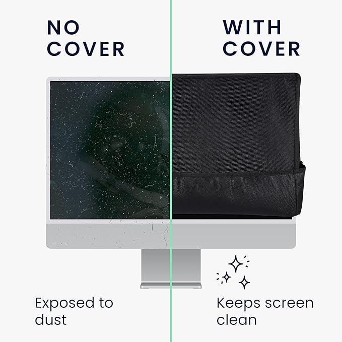 kwmobile Dust Cover for 31-32" Monitor - Linen Monitor Display Protector - Protect Your Computer Screen - Black