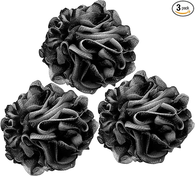 Loofah Charcoal Bath Shower Sponge Body Scrubber, 75g XL Exfoliate Mesh Pouf by Scartink