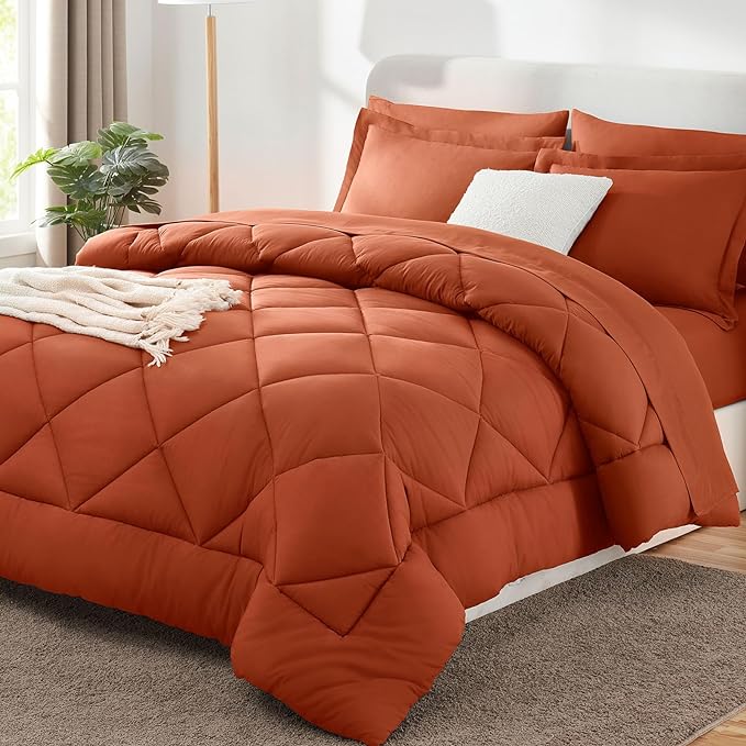 CozyLux Full Size Comforter Sets Burnt Orange by CozyLux