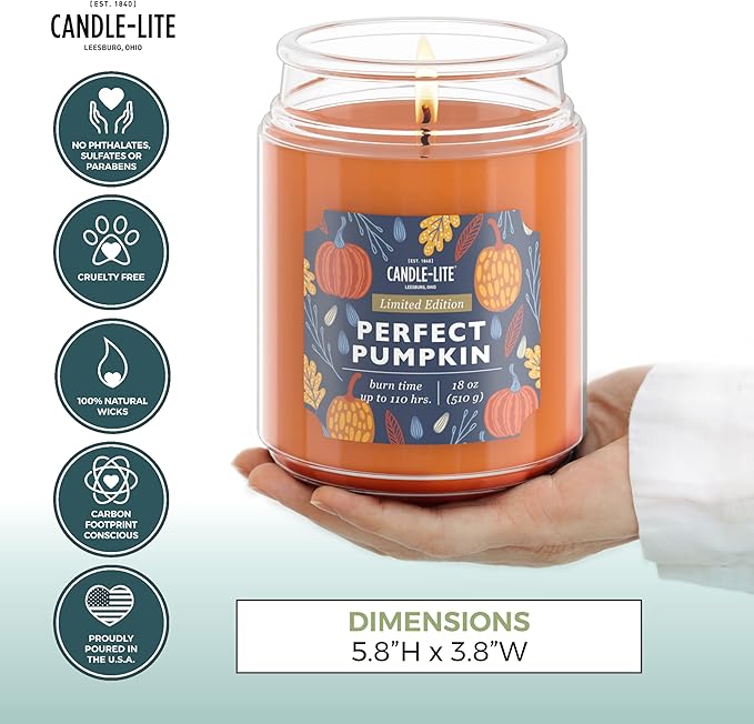 Candle-lite Halloween Scented Candles, Perfect Pumpkin, 18 oz Jar, Proudly - Image 4
