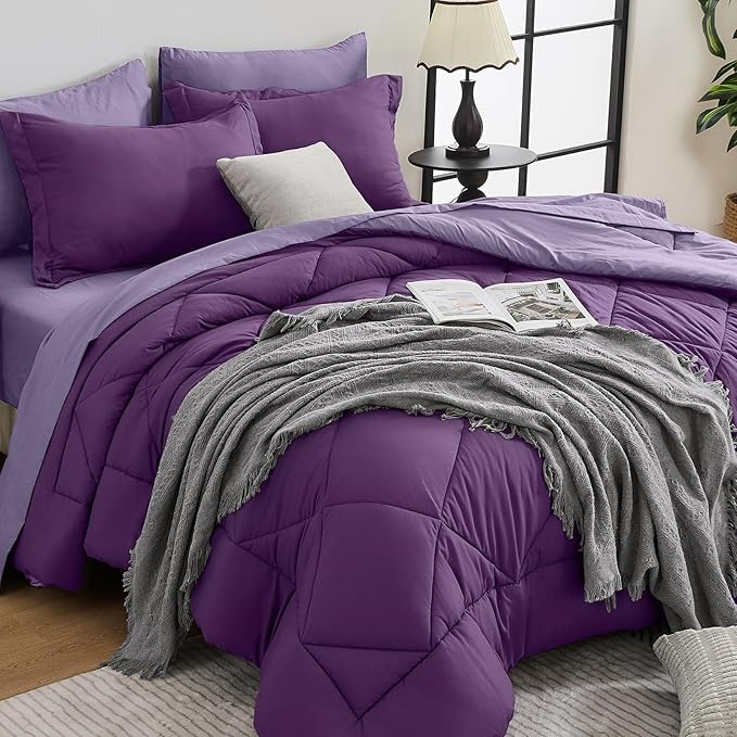 HEVUMYI Purple & Light Purple King Comforter Set by HEVUMYI