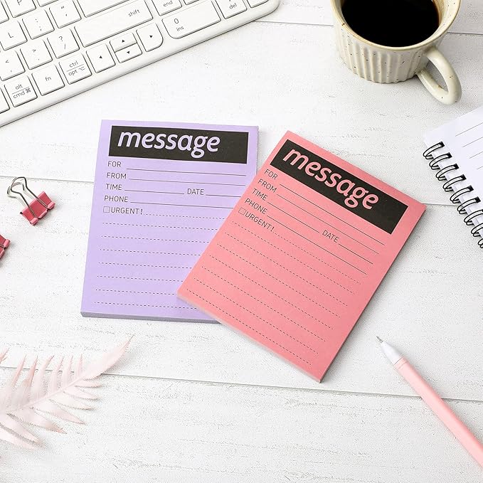 Geyee 9 Pieces Telephone Message Sticky Notes Pads 4 x 5 Inch Assorted Neon Colors Sticky Notes Urgent Self Stick Notepads for Work Call, Office Supplies, 50 Sheets/Pack(Soft Colors)