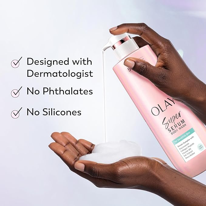 Olay Super Serum Body Wash for Sensitive Skin, 24hr Long Lasting Hydration - Image 7