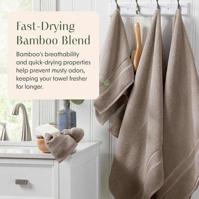 Springtree Home Luxury Bamboo Rayon Bath Towel Set 6 Piece Set | 35% Bamboo - Image 4