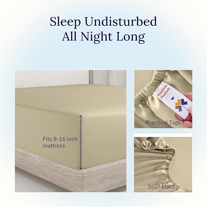 California Design Den Fitted Sheet Queen Deep Pocket Only, 400 Thread Count - Image 7