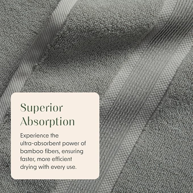 Springtree Home Luxury Bamboo Rayon Bath Towel Set of 4 | 35% Bamboo Rayon - Image 7