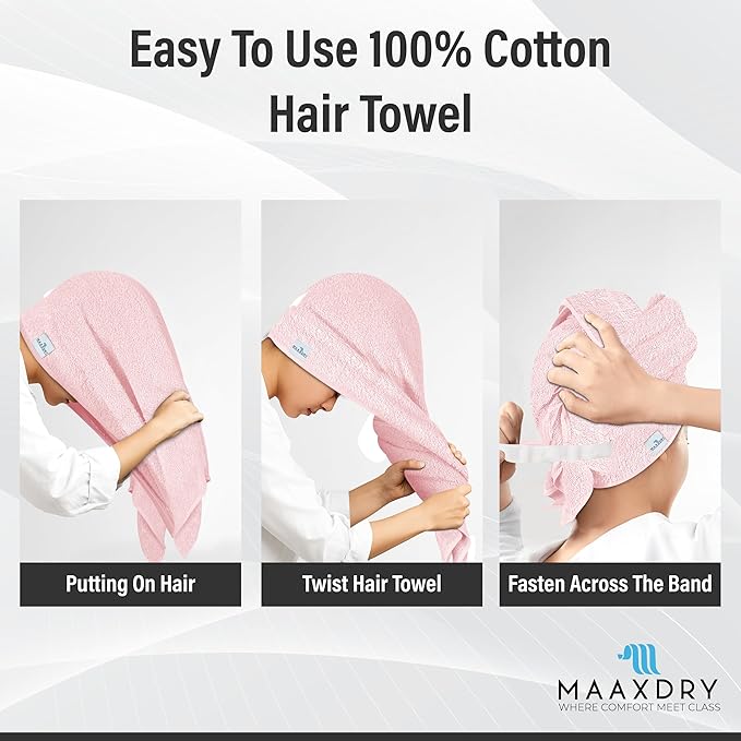 100% Cotton Large Hair Towel Wrap - Image 3