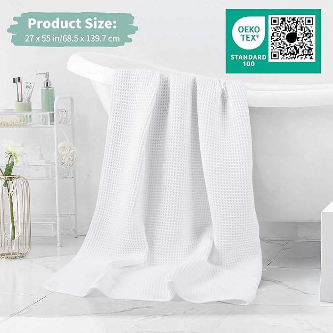 Microfiber Waffle Bath Towels, 4 Pieces, Fast Drying, Lint Free 430 GSM - Image 5