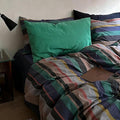 mixinni Blue Striped Duvet Cover Twin XL 100% Washed Cotton 3 Pcs Vintage by mixinni