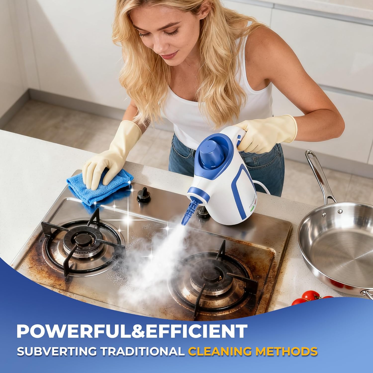 Steam Cleaner, Handheld Steam Cleaner for Home, Pressurized Steamer for Cleaning Carpet, Floor, Upholstery and Car, 13ft Extra-long Power Cord & 11 Multi-Purpose Accessories