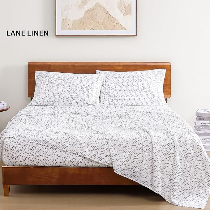 LANE LINEN 100% Organic Cotton Printed King Bed Set, All Season Crisp Percale - Image 2