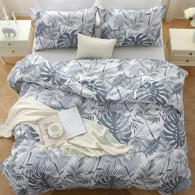 MUXHOMO Duvet Cover Full Size, Reversible Floral Black & Grey Duvet Cover Set - Image 2