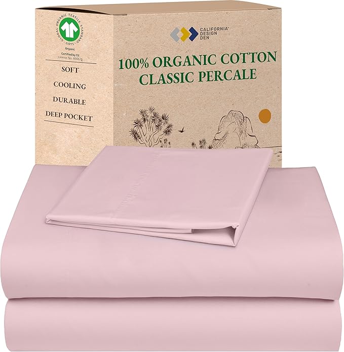 California Design Den Soft 100% Organic Cotton Bed Sheets Twin Size Set by CaliforniaDesignDen