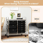 GOFLAME 9-Drawer Rolling Storage Cart, Mobile Utility Cart with Removable Drawers & Metal Frame, Art Craft Organizer Cart with Lockable Wheels, Storage Drawer Cart for Home Office School, Black