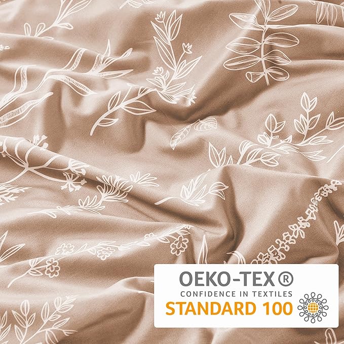 MUXHOMO Duvet Cover Queen Size, Reversible Floral Rosy Gold Duvet Cover Set - Image 5