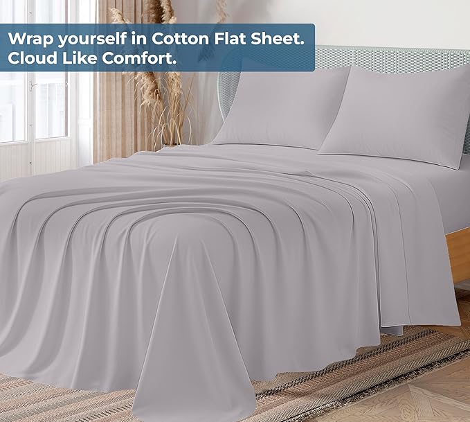 Royale Linens 100% Organic Cotton Twin Flat Sheet Only - Image 2