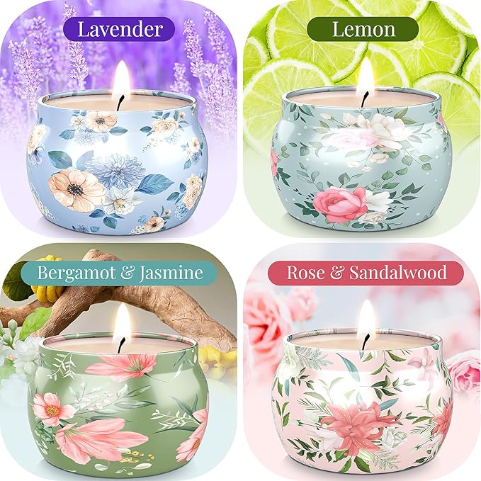 BlissfulOasis Scented Candles Set, 17.6 oz 4 Pack Home Scented Candles - Image 2