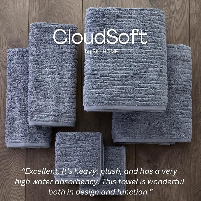 SKL Home CloudSoft Cotton Luxury Bath Towel, Smoke Blue - Image 5