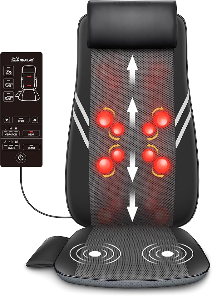 Snailax Back Massager with Heat, Shiatsu Massage Seat Cushion, 8 Flexible Nodes by Snailax