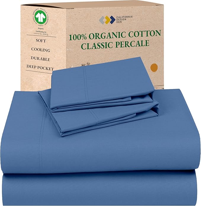 California Design Den Soft 100% Organic Cotton Sheets Queen Size Bed Set by CaliforniaDesignDen