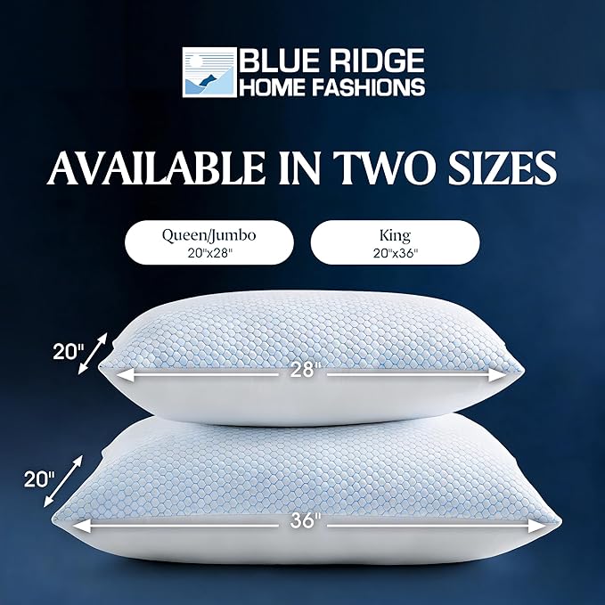 Blue Ridge Home Fashions Cooling Bed Pillows King Size Set of 2, Reversible - Image 5
