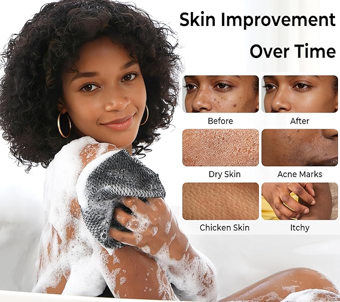 African Exfoliating Net Sponge Black & Seawave - Image 3