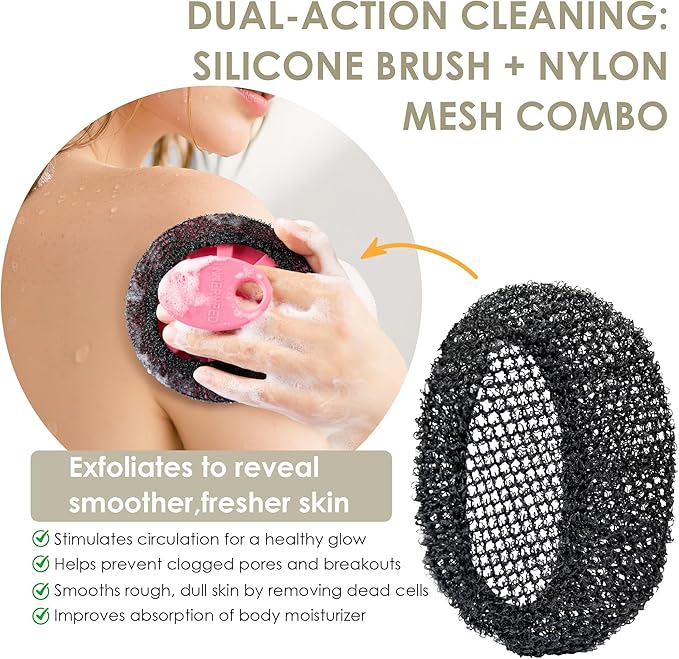 INNERNEED Exfoliating Net Cover Sponge Bath Scrubbing Loofah Rough Washcloth - Image 5