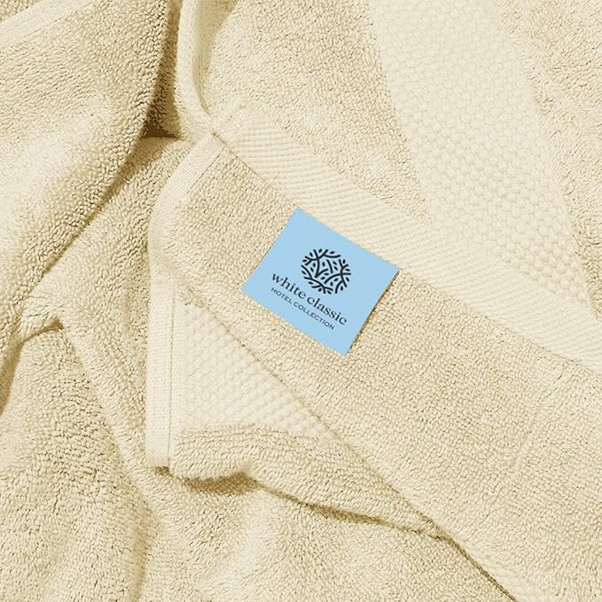 White Classic Luxury Soft Beige Bath Sheet Towels - Image 5