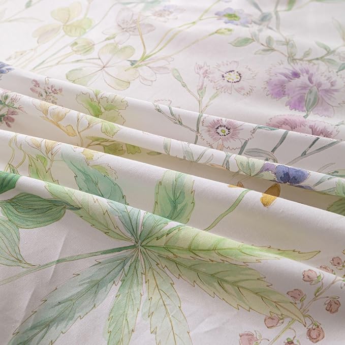OAITE Duvet Cover Set Queen Size Floral Pattern Ultra Soft 100% Cotton Duvet - Image 6