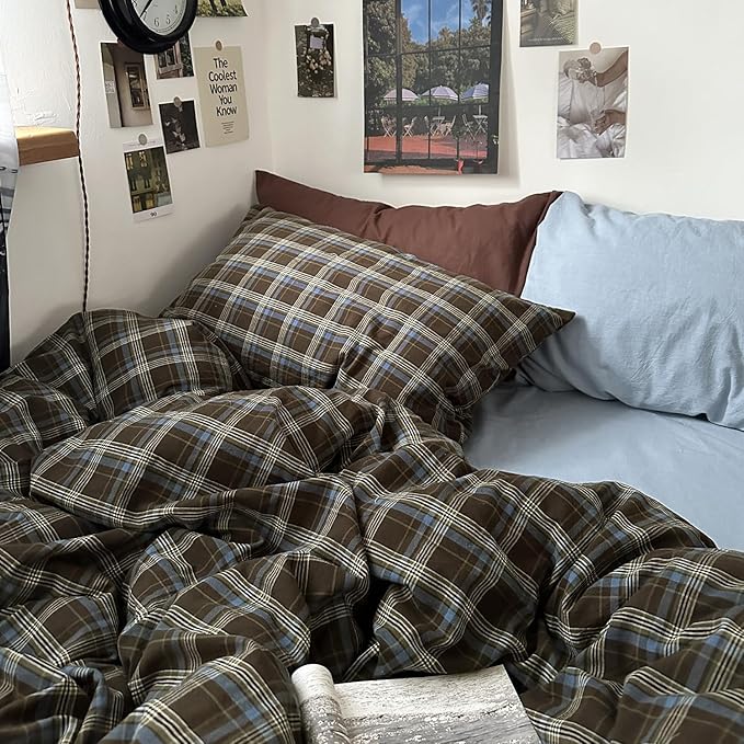 mixinni Vintage Buffalo Plaid Duvet Cover Set Queen Size - Image 3