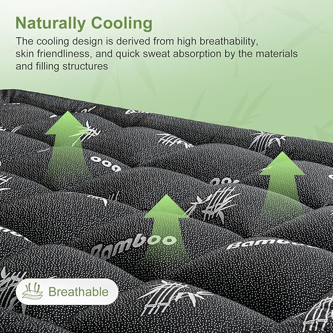 Twin XL Size Mattress Topper Viscose Derived from Bamboo, Soft Thick Pillow Top - Image 3