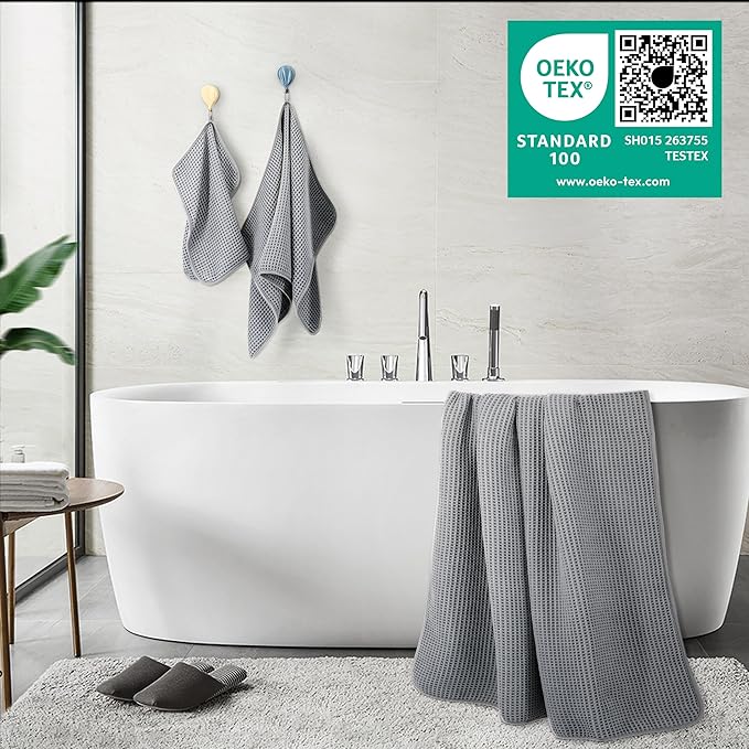POLYTE 430 GSM Microfiber Quick Dry Lint Free Oversize Bath Towel Set, 6 Piece - Image 3