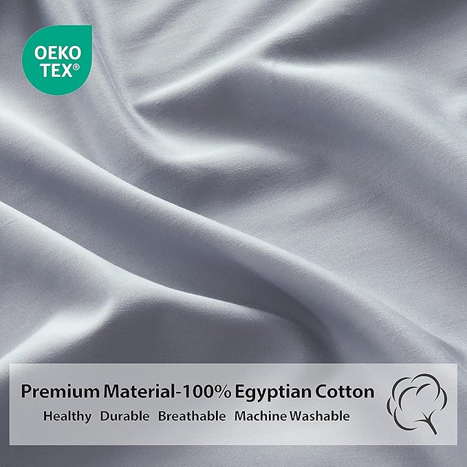 California King Size Fitted Sheet Only Gray, 100% Egyptian Cotton 600 Thread - Image 3