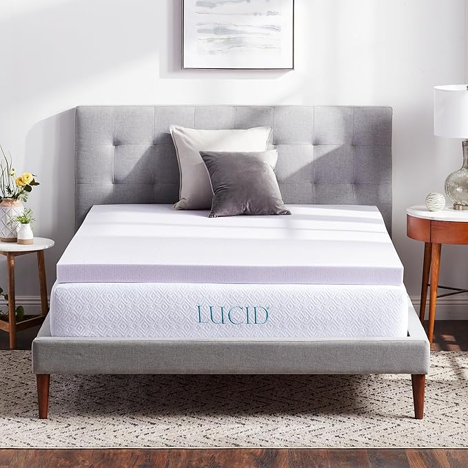 Lucid 3 Inch Lavender Memory Foam Mattress Topper, Twin Size – Essential Oil by Lucid