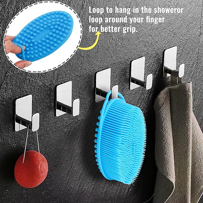 Set of 3 Silicone Body Scrubber Loofah Soft Exfoliating Body Bath Shower - Image 5