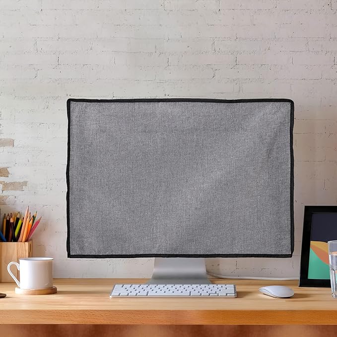 kwmobile Dust Cover for 24-26" Monitor - Linen Monitor Display Protector - Protect Your Computer Screen - Dark Grey