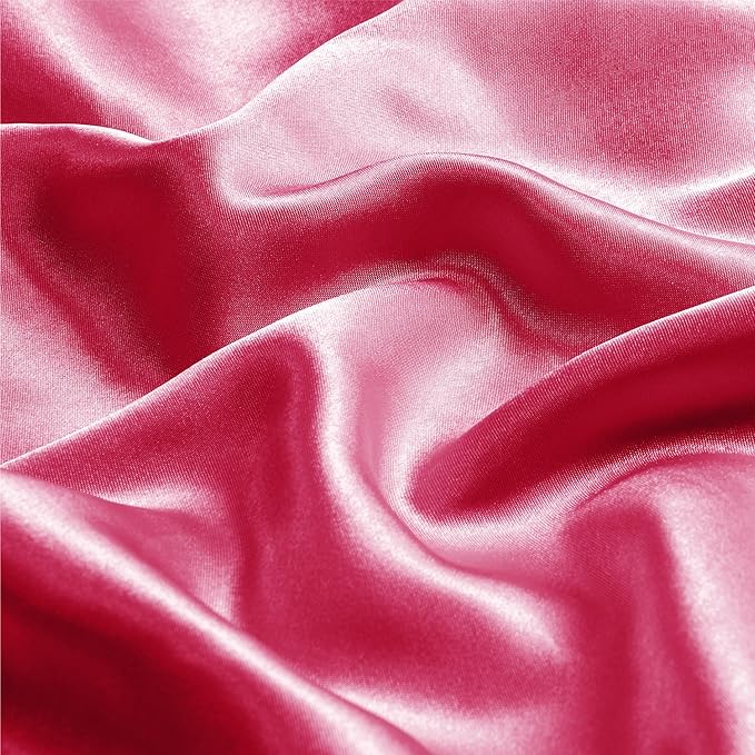 BEDELITE Satin Pillowcase with Zipper, Hot Pink Pillow Cases Queen Size Set of 2 - Image 3