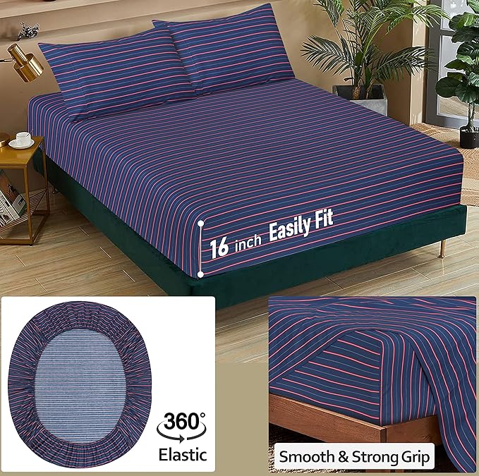 RUVANTI 100% Cotton Sheets – Split King Size Percale Bedding, Cooling & - Image 5
