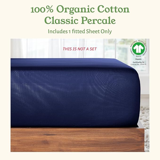 California Design Den 100% Organic Cotton Full Size Fitted Sheet Only - Image 4
