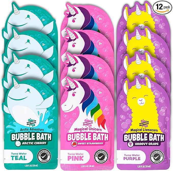 Tub Works® Magical Kids Bubble Bath, Variety 12 Pack | Creates Colorful Water & by TubWorks
