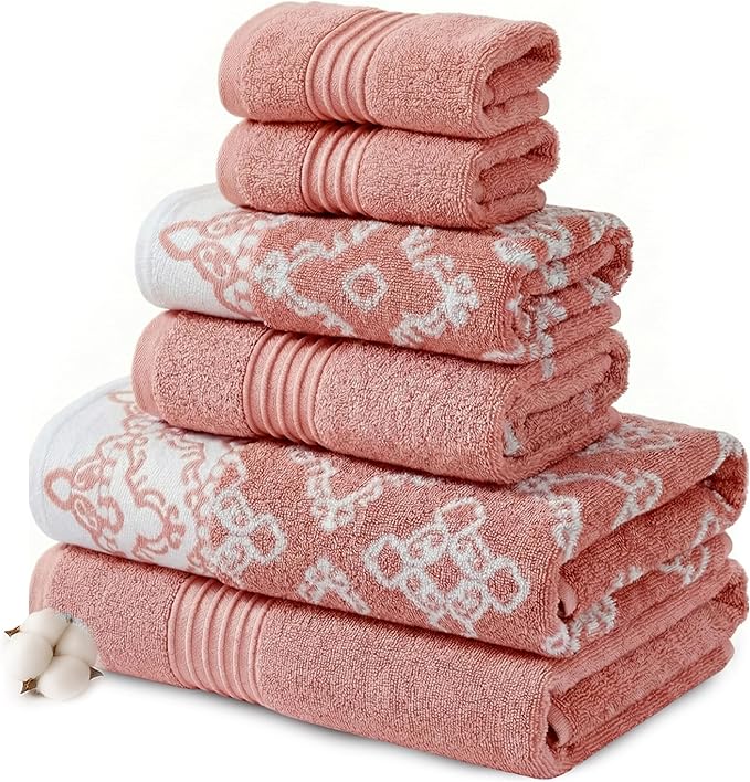 Modern Threads Charlize 6-Piece 100% Cotton Towel Set – Reversible Yarn Dyed by ModernThreads