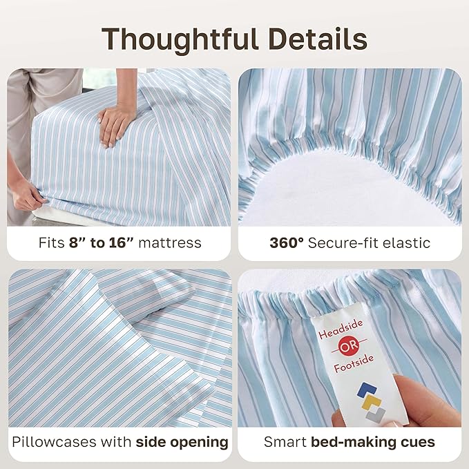 California Design Den Soft 100% Cotton Sheets Cal King Size Set, 400 TC Good - Image 5