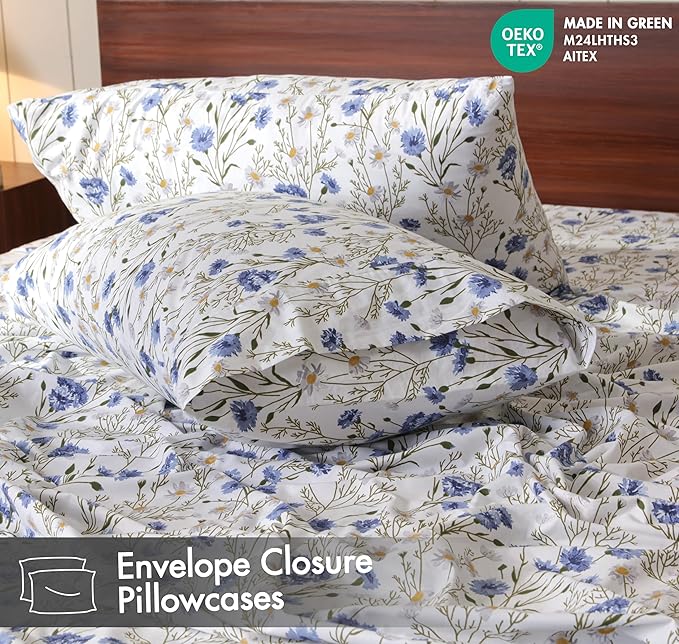 RUVANTI 100% Cotton Sheets – Twin Size Percale Bedding, Cooling & Breathable - Image 5