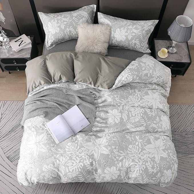 OAITE Duvet Cover Set Twin Size Floral Pattern 600 Thread Count Ultra Soft 100% - Image 3