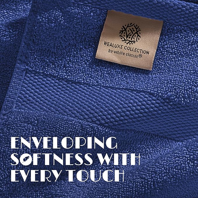 White Classic Navy Washcloths Set - Image 3