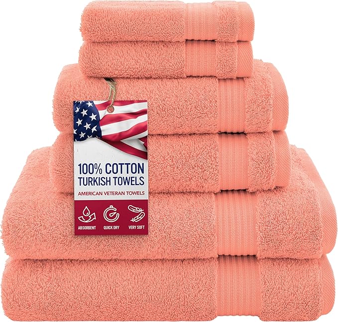 American Veteran Towel, 100% Cotton Turkish 6 Piece Towel Set, Luxury Towels by AmericanVeteranTowel