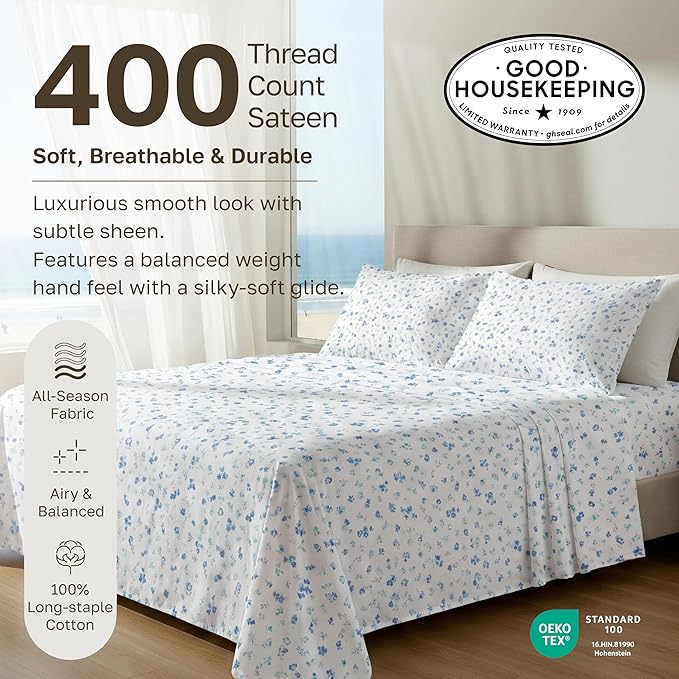 California Design Den Soft Queen Size 100% Cotton Sheet Sets, 400 TC Good - Image 3