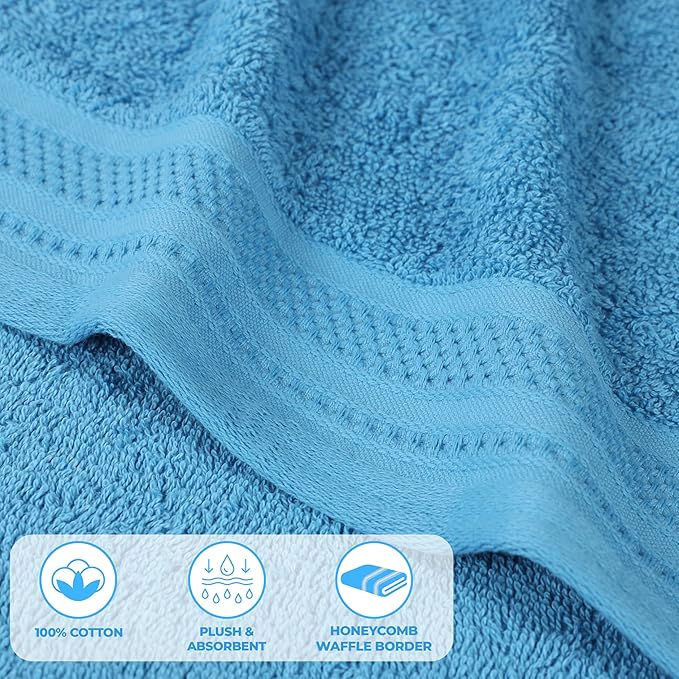 Superior Honeycomb 100% Cotton 500 GSM 12 Piece Bath Towel Set, 6 Washcloths - Image 4