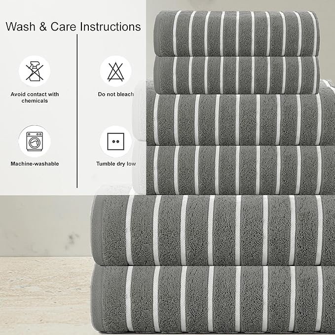 CASA COPENHAGEN Ecstatic 6 Pieces Towel Set- Pine Grey, 600 GSM 2 Bath Towel 2 - Image 3